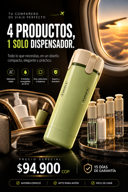DISPENSADOR DE VIAJE  4 EN 1